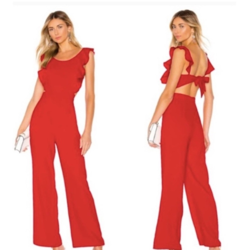 NWT Superdown Red Sleeveless Ruffle Detail Maxi Dress Womens